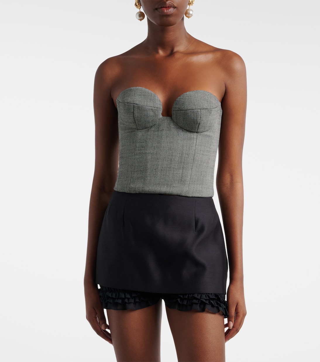 Herringbone wool-blend bustier top | Magda Butrym