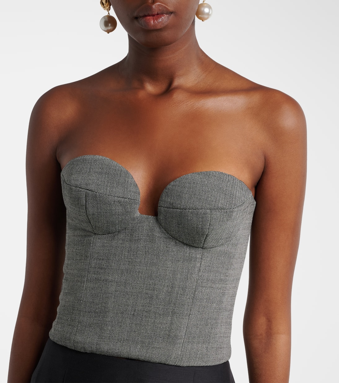 Herringbone wool-blend bustier top | Magda Butrym