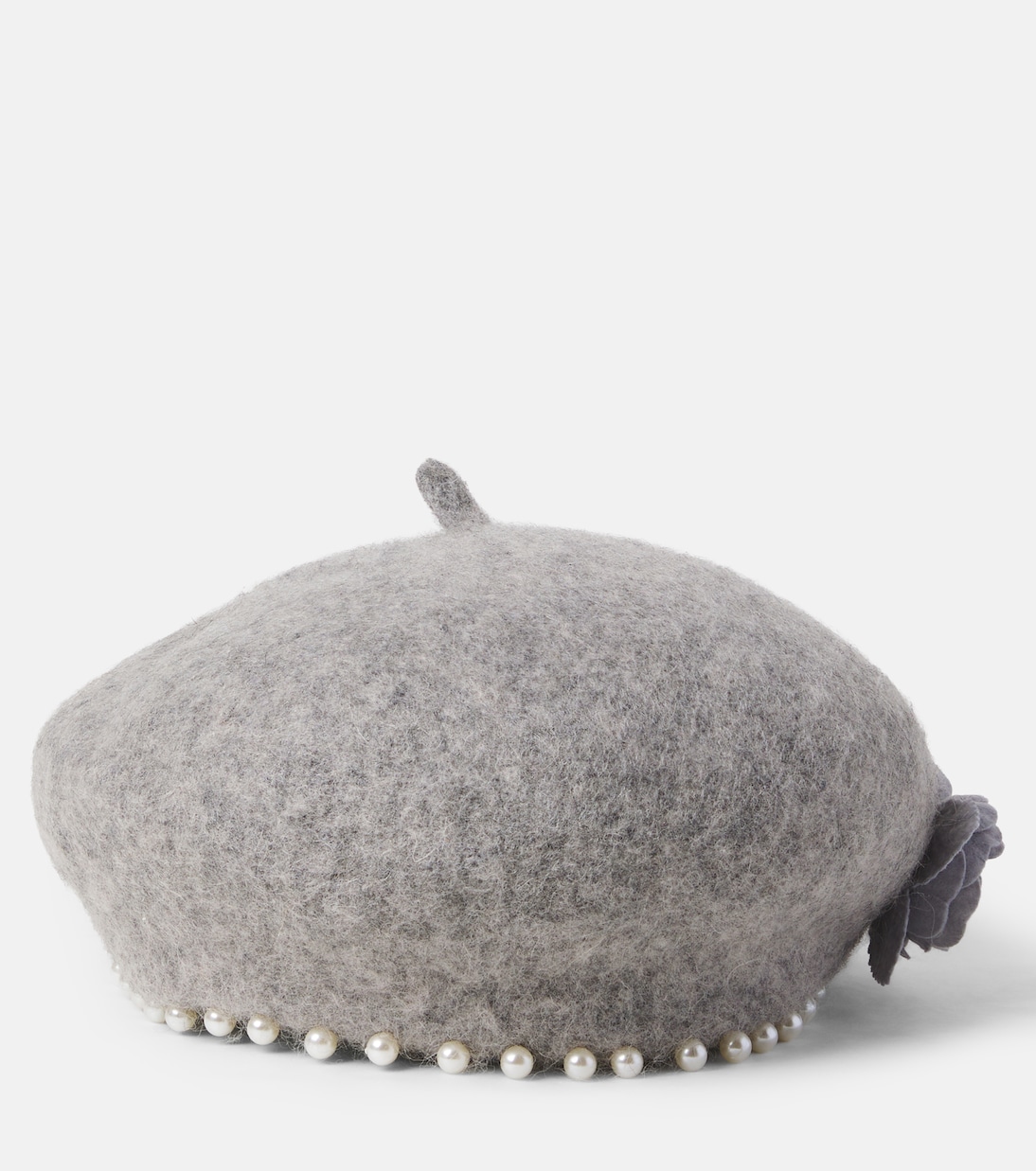Embellished floral-appliqué felt beret | Monnalisa