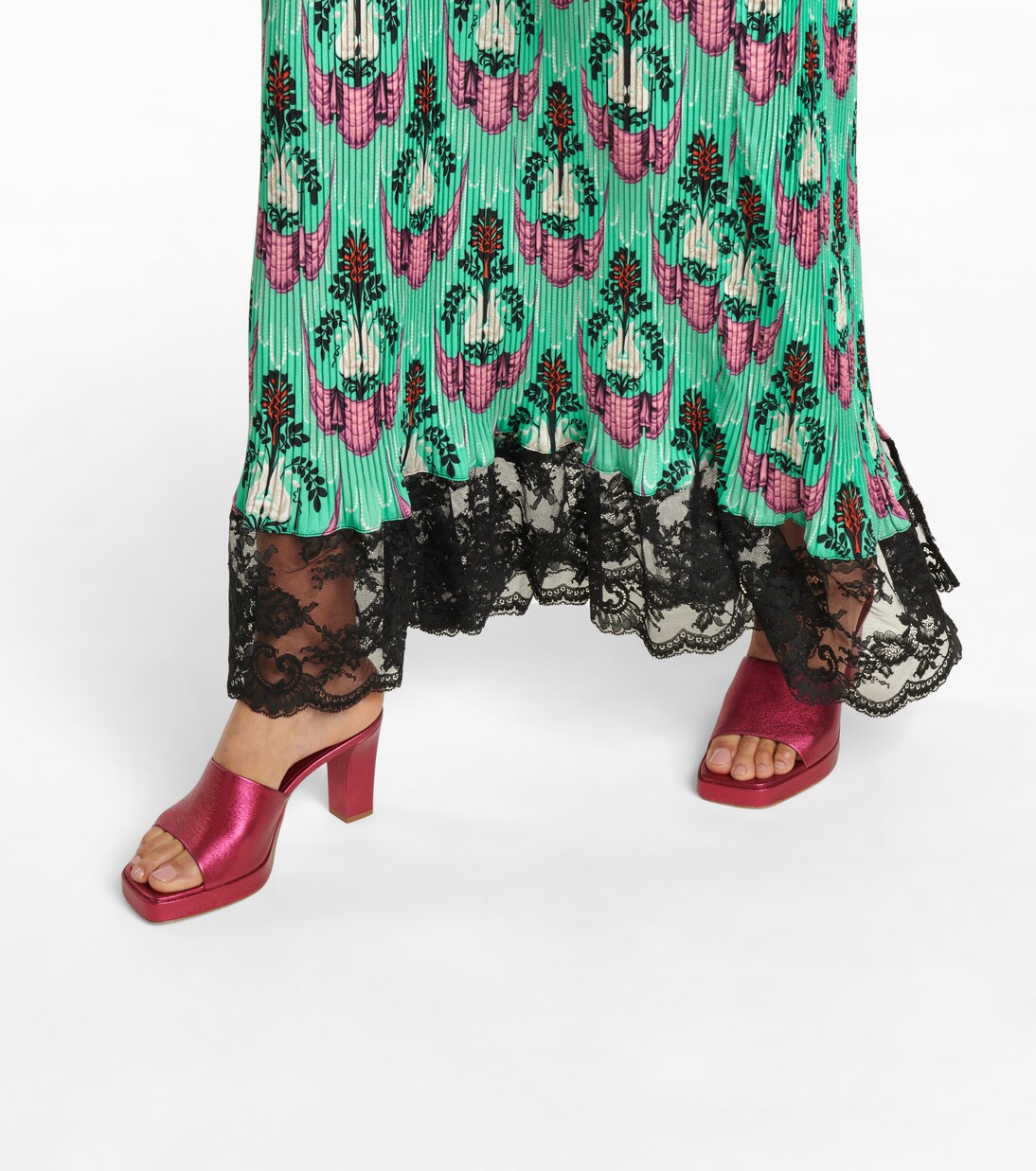 Bedrucktes Midikleid mit Spitze | Rabanne