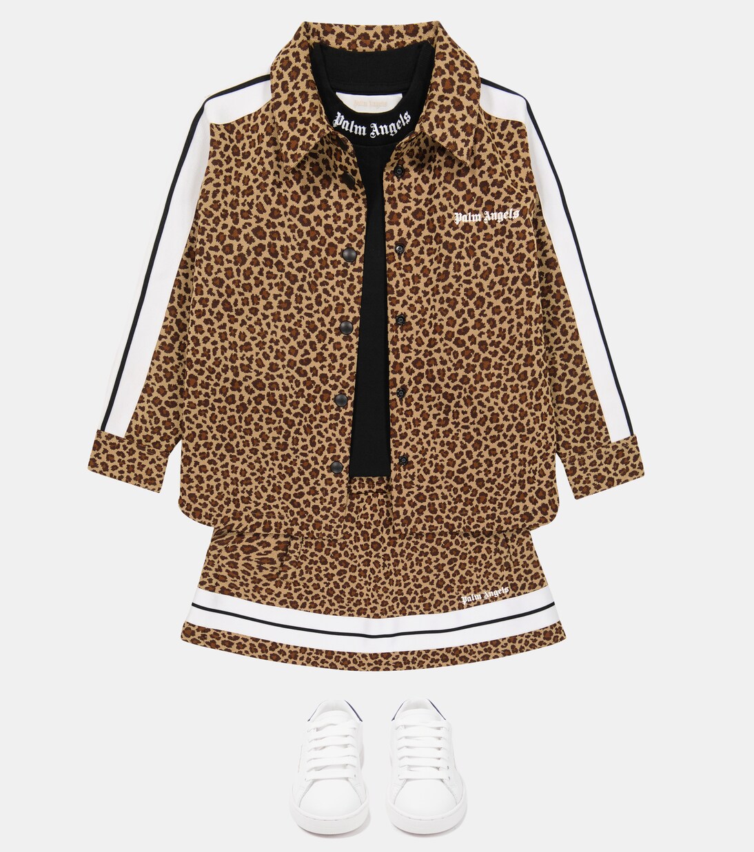 Leopard-print logo track skirt | Palm Angels Kids