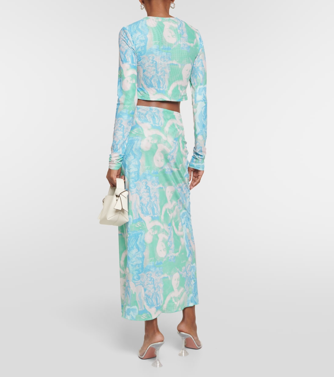 Bedrucktes Cropped-Top aus Mesh | Rotate