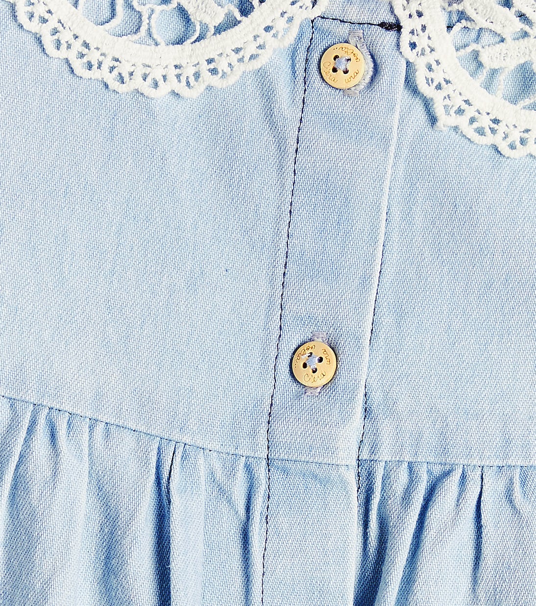 Baby Kleid Franca aus Chambray mit Spitze | C'era Una Volta