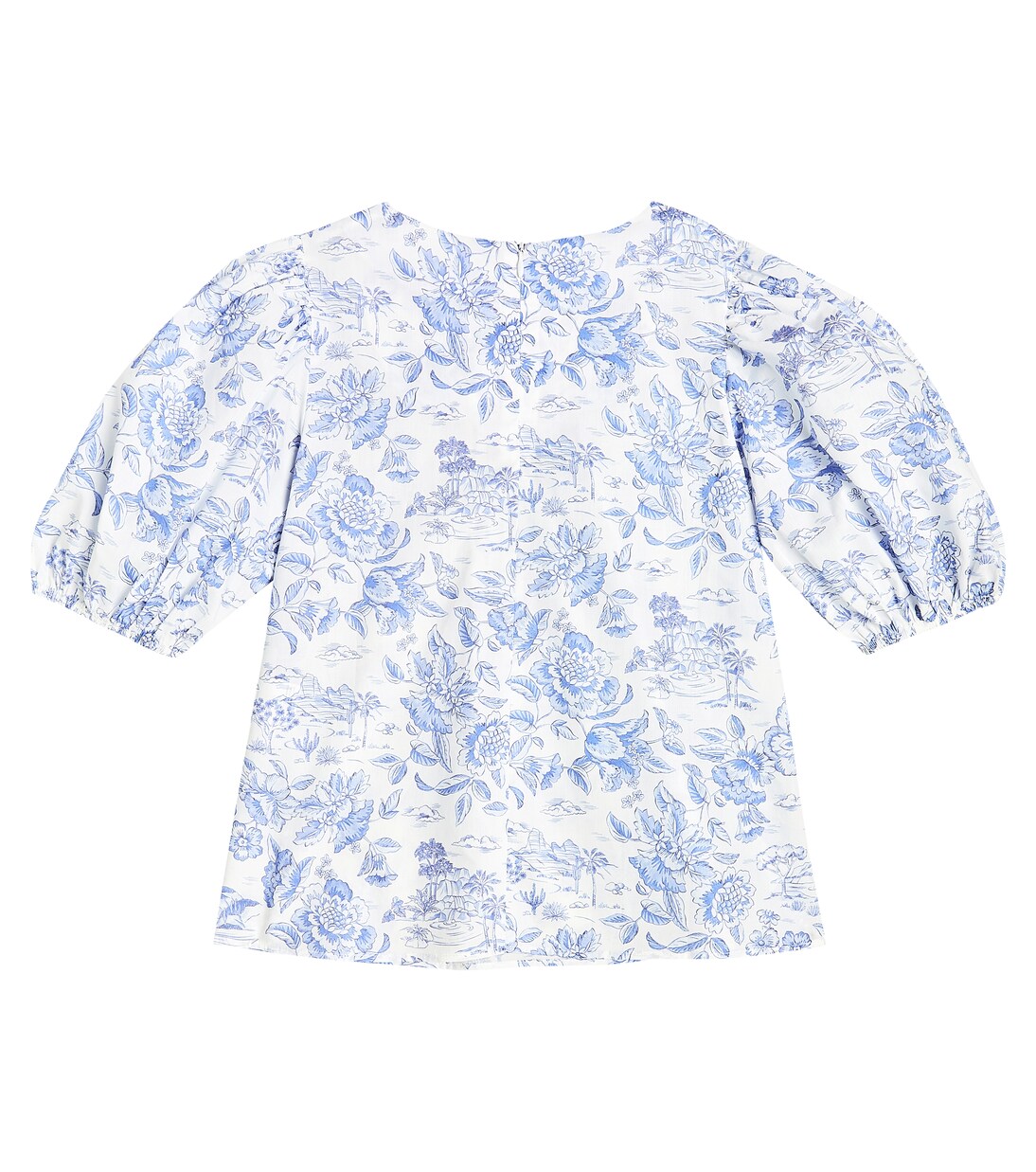 Floral puff-sleeve cotton top | Tartine et Chocolat