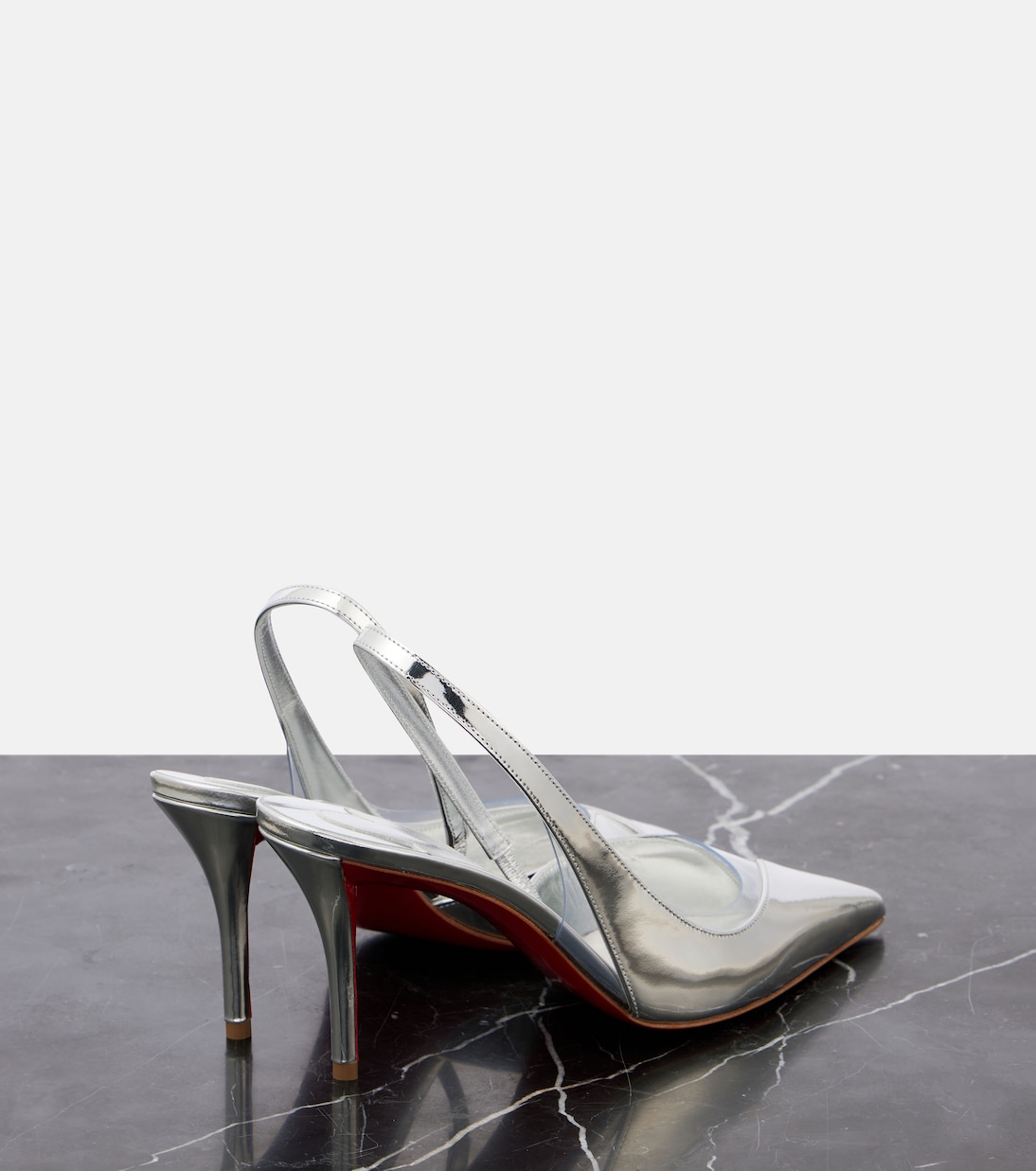 Posticha 80 metallic leather slingback pumps | Christian Louboutin