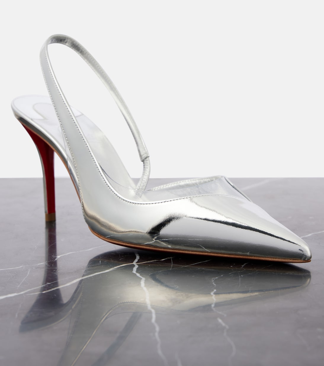 Posticha 80 metallic leather slingback pumps | Christian Louboutin