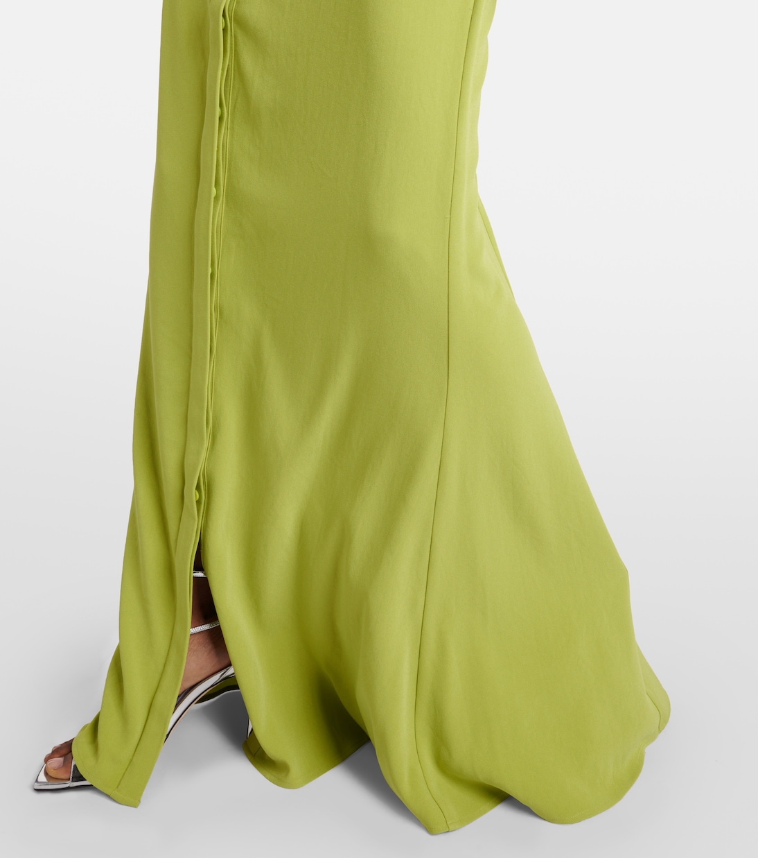 Abito chemisier in crêpe di raso con piume | Roland Mouret