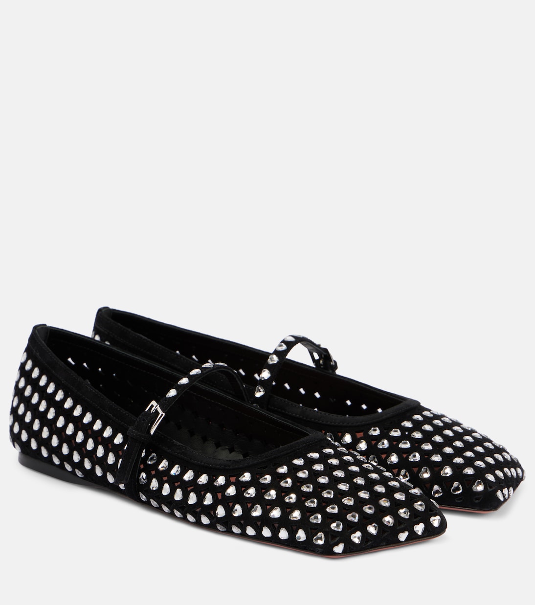 Ane crystal-embellished leather Mary Jane flats | Amina Muaddi