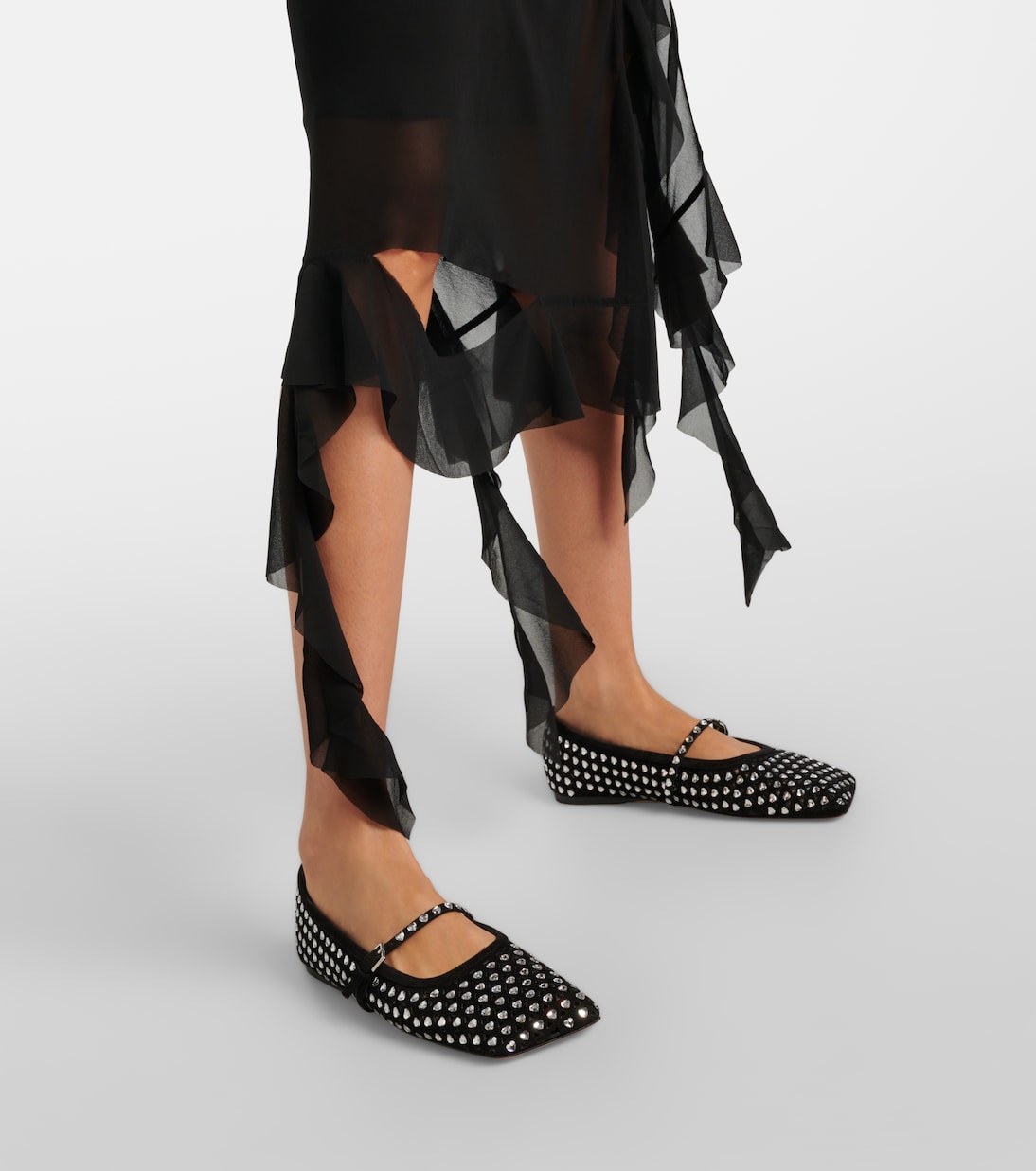 Ane crystal-embellished leather Mary Jane flats | Amina Muaddi