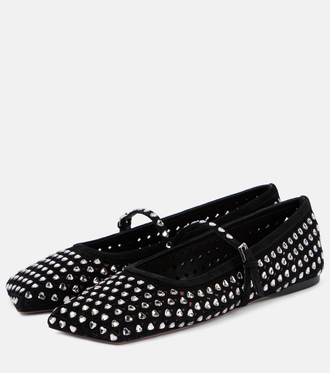 Ane crystal-embellished leather Mary Jane flats | Amina Muaddi