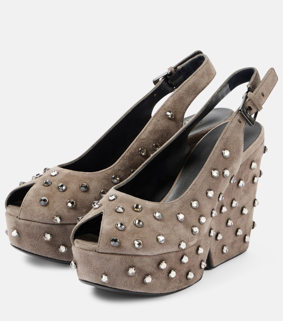 Wedges Davina aus Veloursleder mit Kristallen | Clergerie