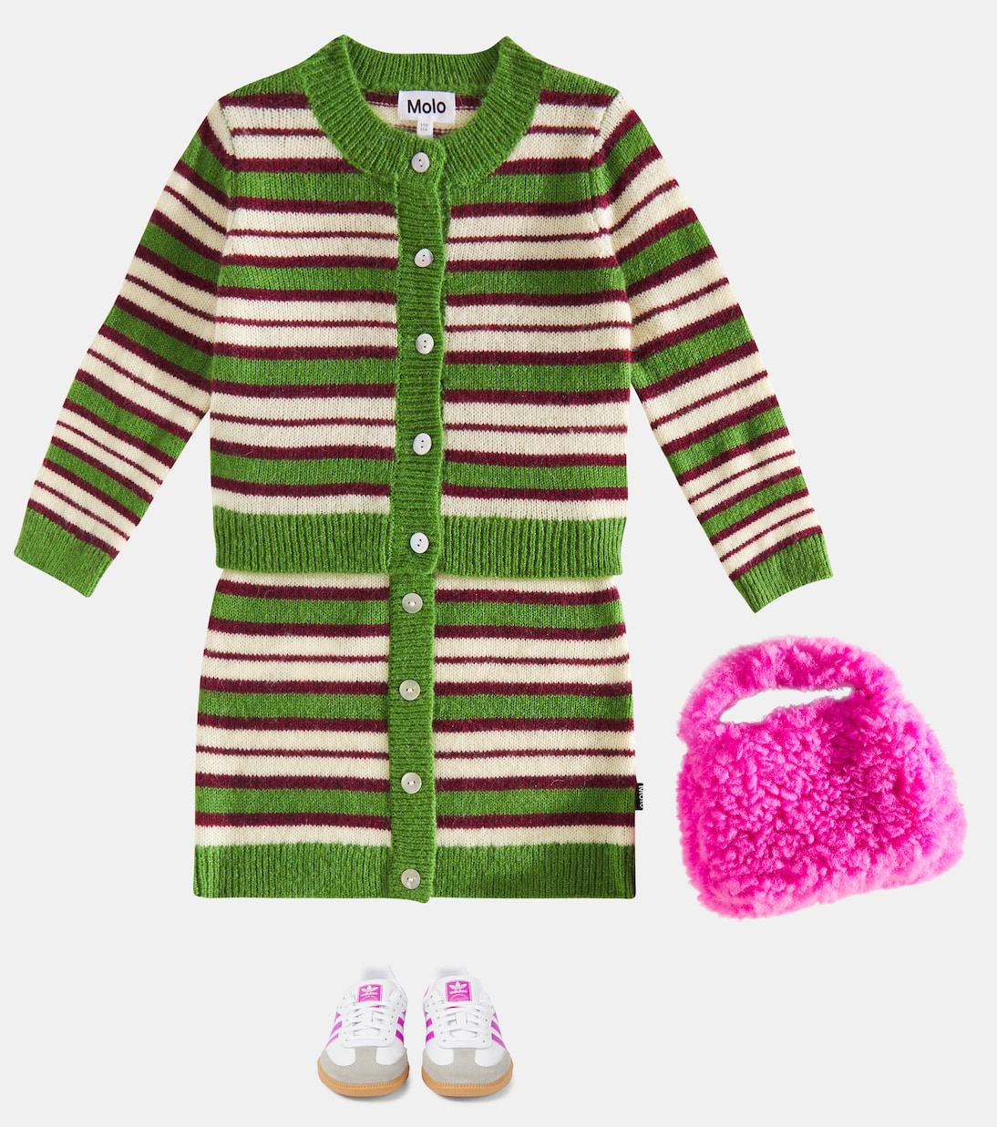 Cardigan Geraldine rayé en laine mélangée | Molo