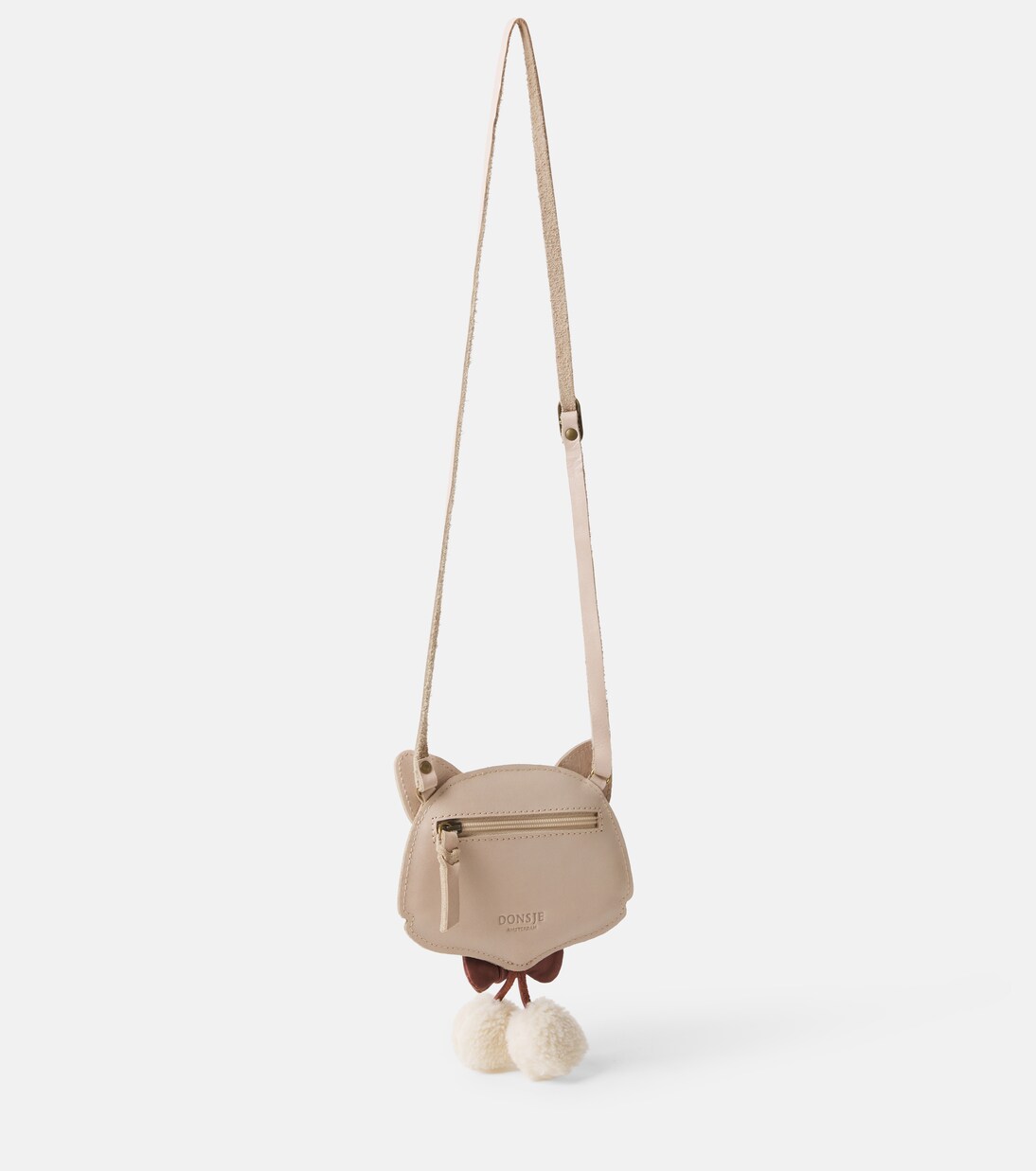Pua pompom-trimmed metallic leather backpack | Donsje