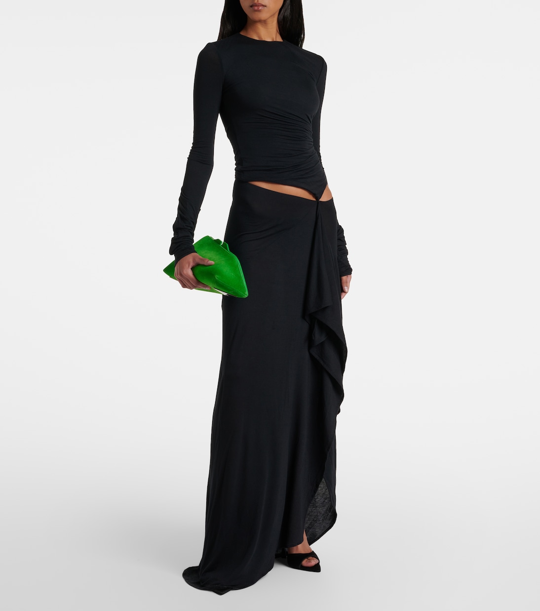 Vestido largo drapeado semitransparente | The Attico