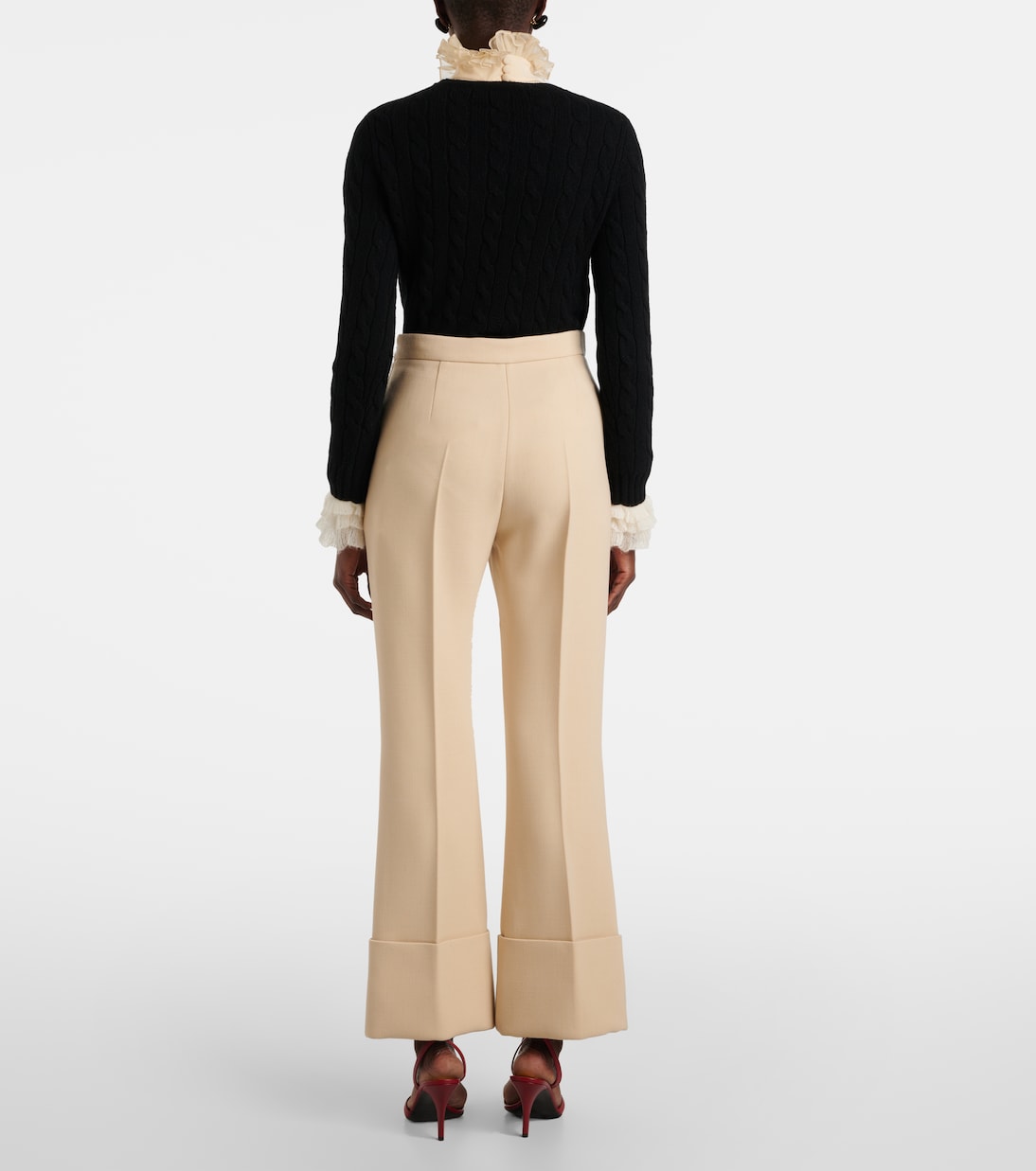 Virgin wool crêpe flared pants | Valentino