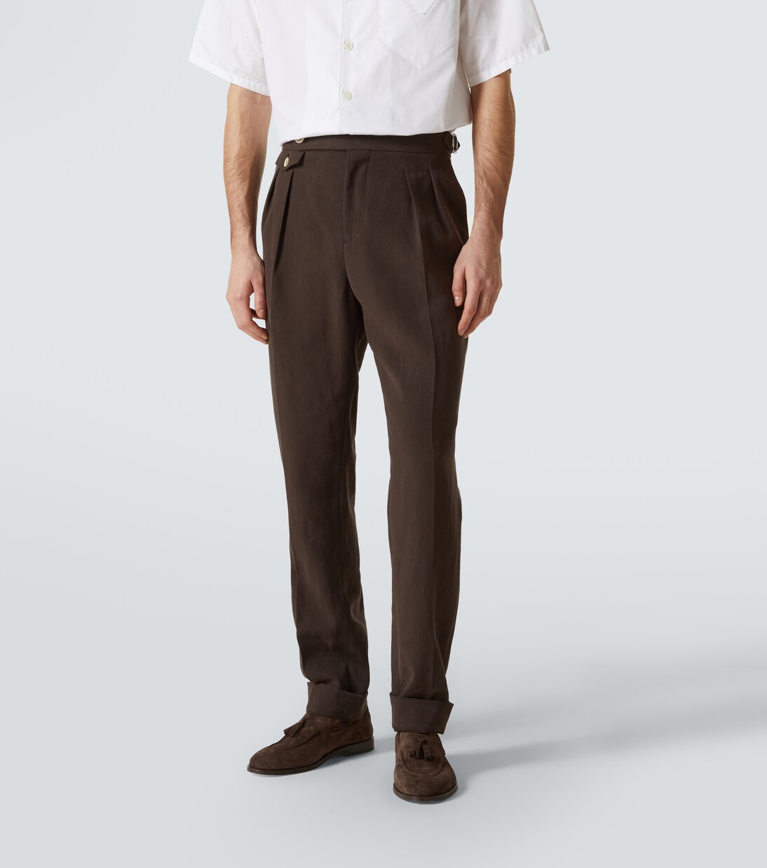 Double-breasted linen suit | Brunello Cucinelli