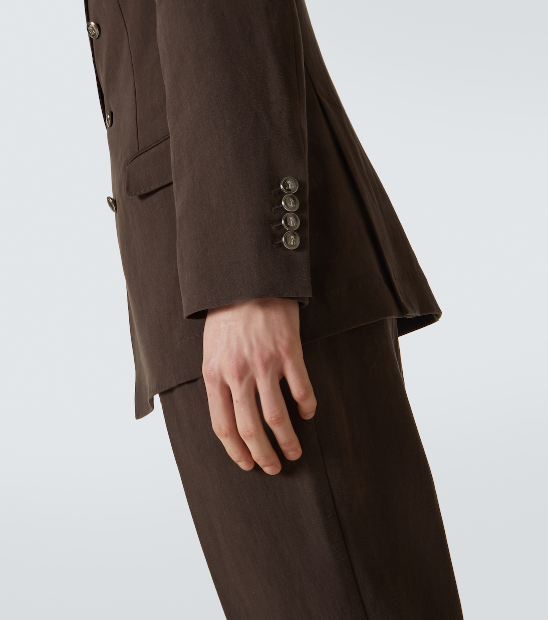 Double-breasted linen suit | Brunello Cucinelli