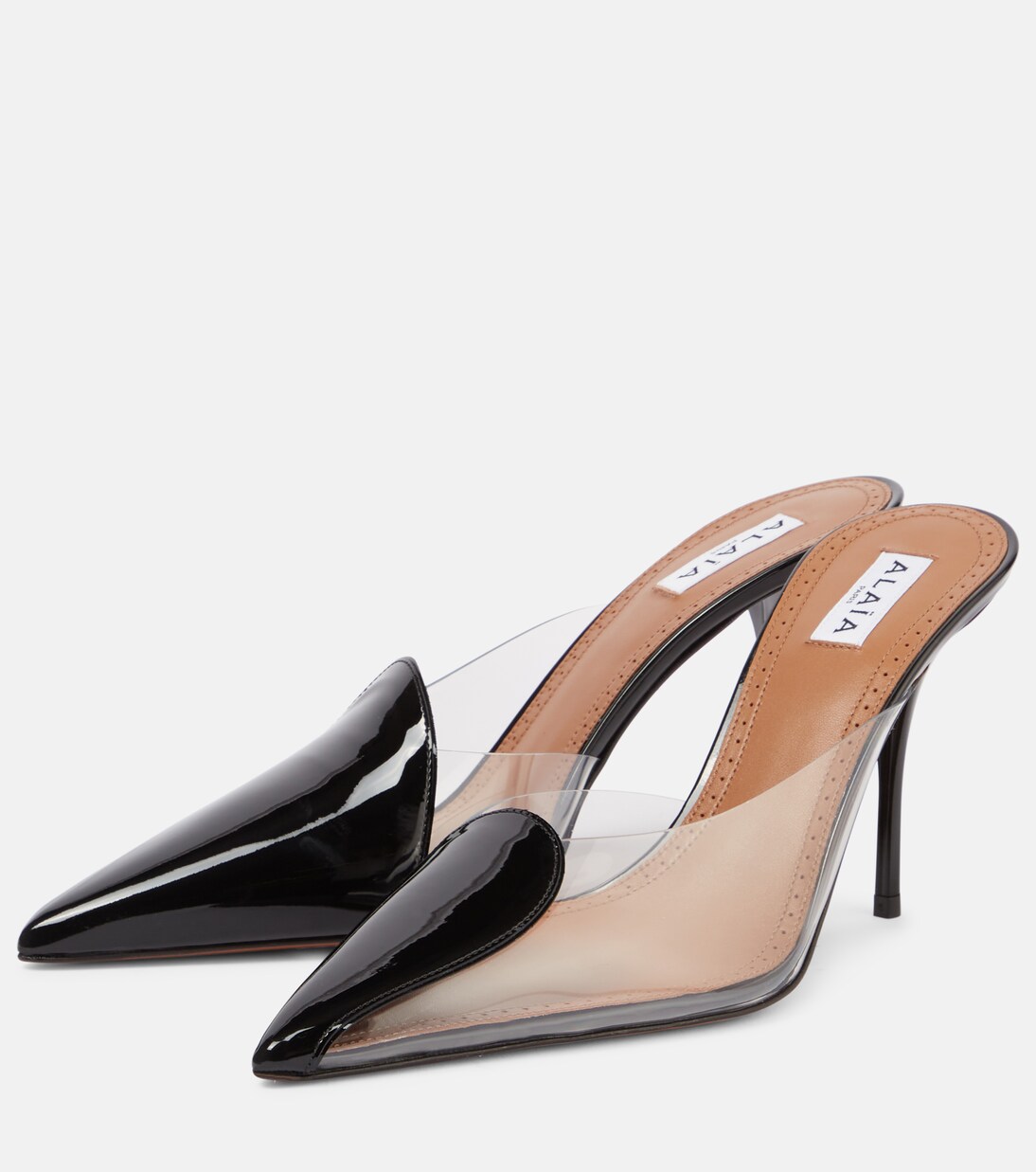 Mules Le Cœur Abstrait 90 en cuir verni | Alaïa