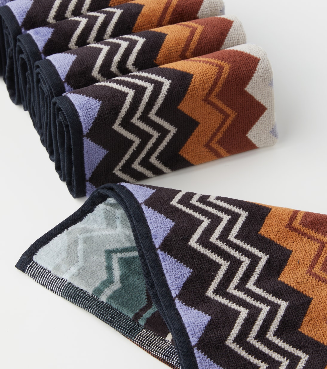Giacomo Zigzag set of 6 cotton terry face towels | Missoni