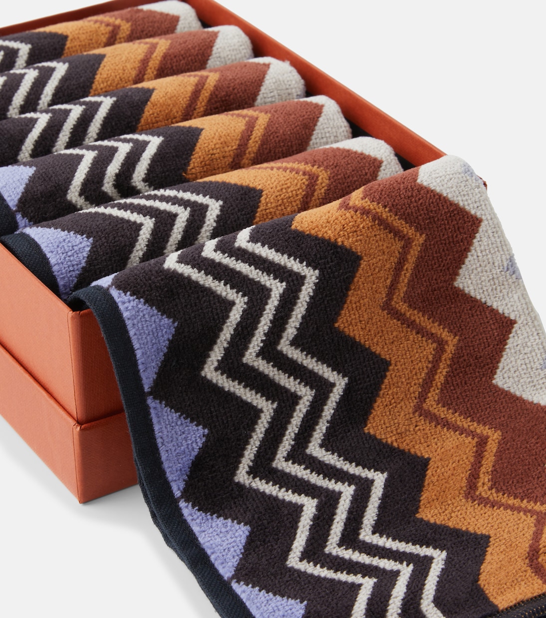 Giacomo Zigzag set of 6 cotton terry face towels | Missoni
