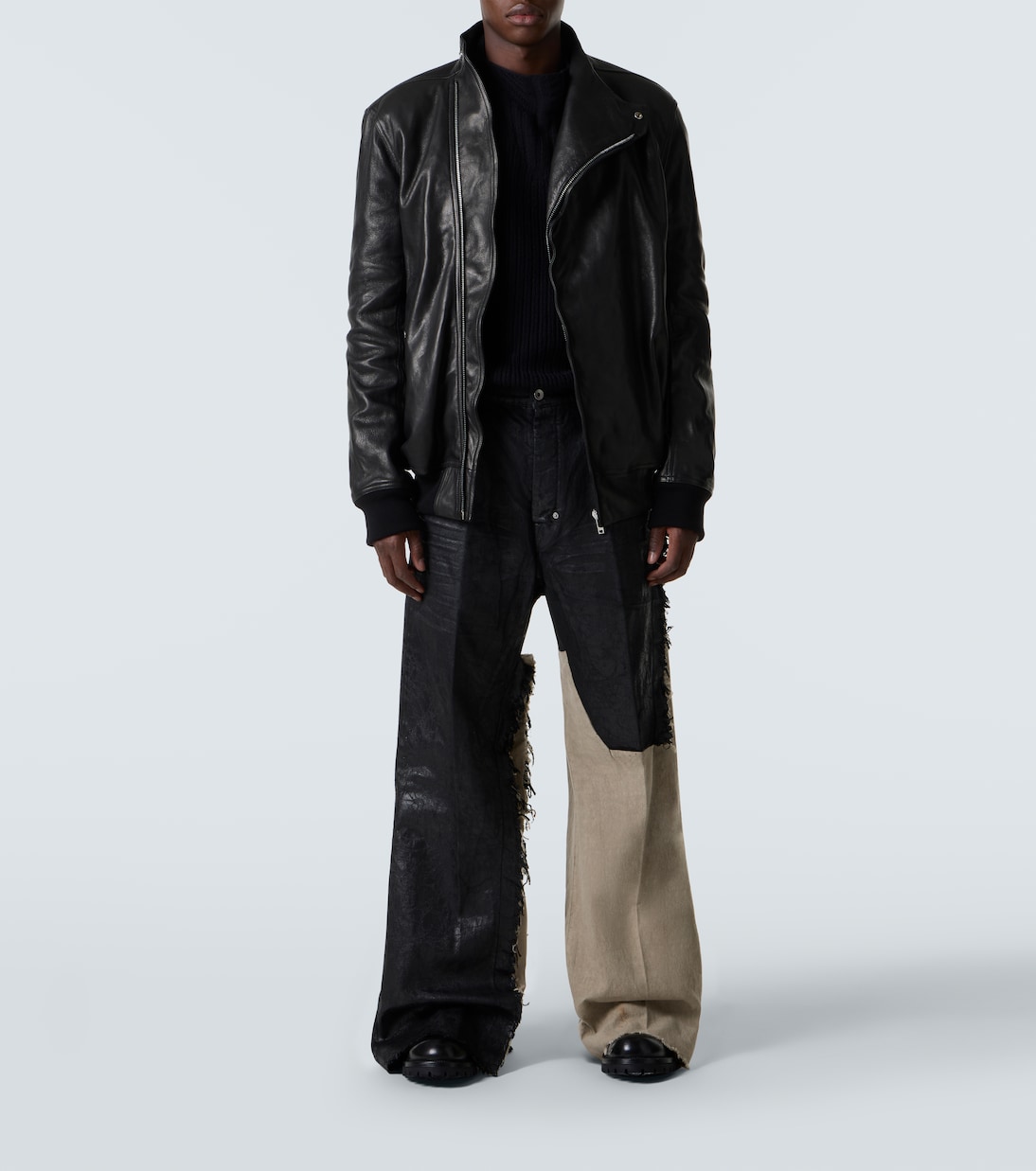 Joris coated distressed wide-leg jeans | Rick Owens