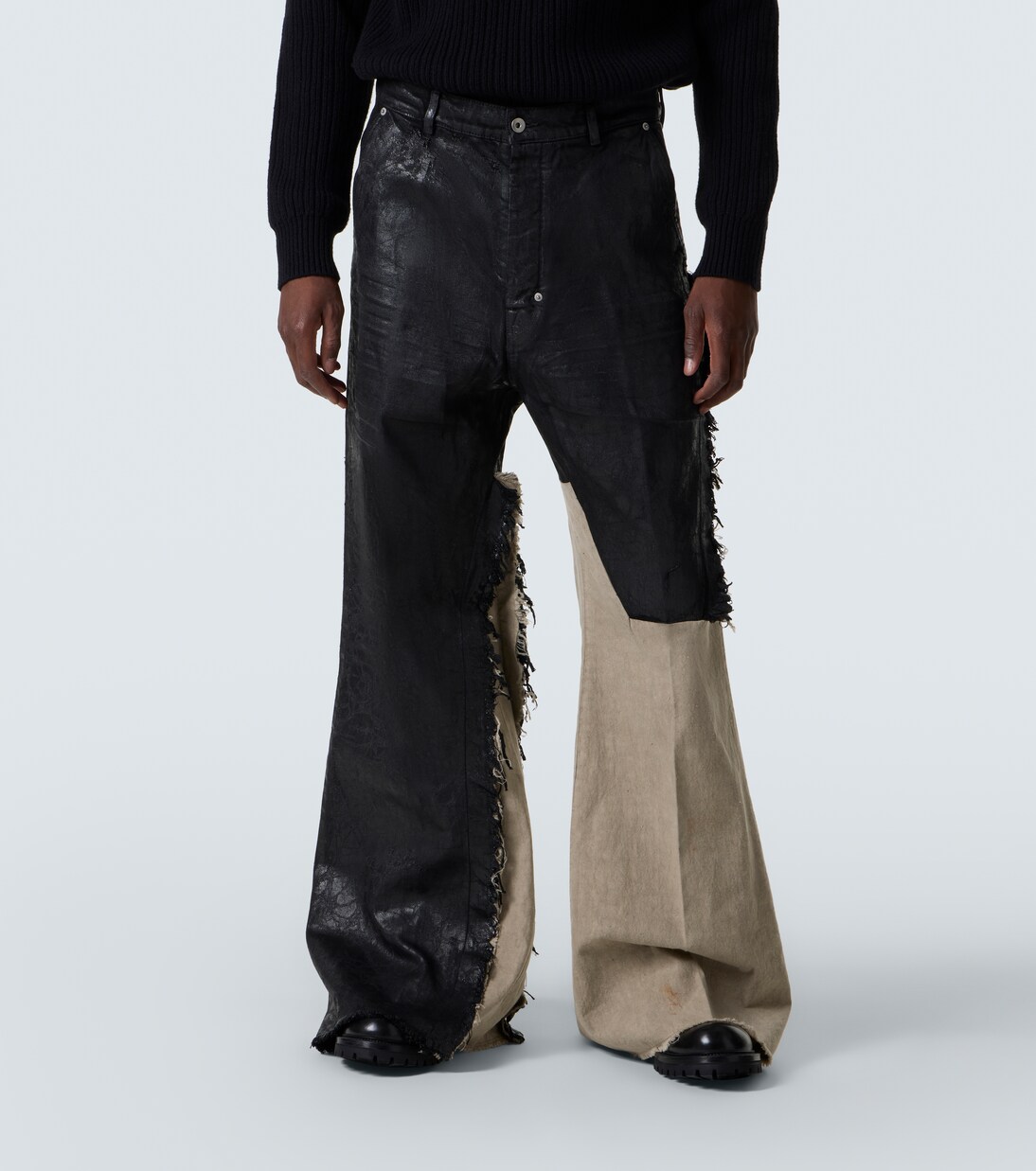 Joris coated distressed wide-leg jeans | Rick Owens