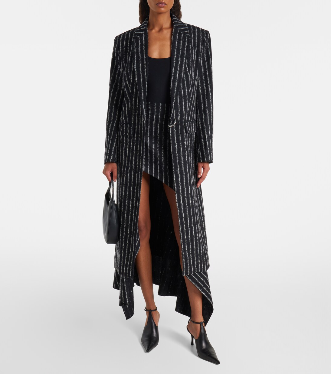 Striped asymmetric maxi skirt | Mugler