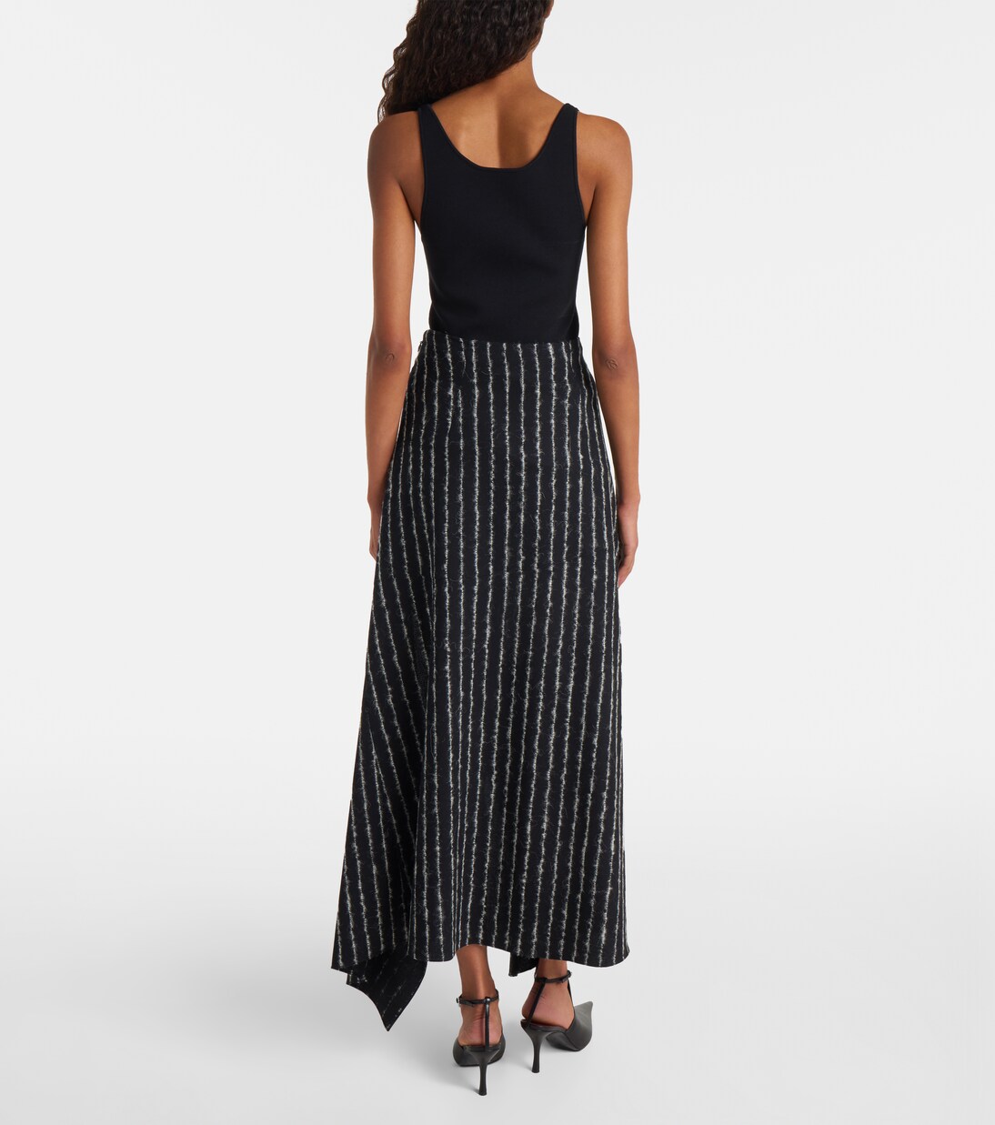 Striped asymmetric maxi skirt | Mugler