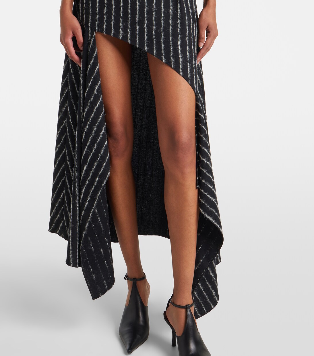 Striped asymmetric maxi skirt | Mugler