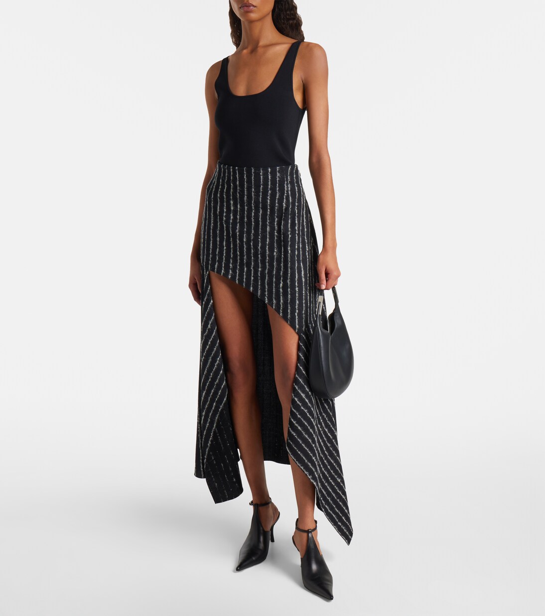 Striped asymmetric maxi skirt | Mugler