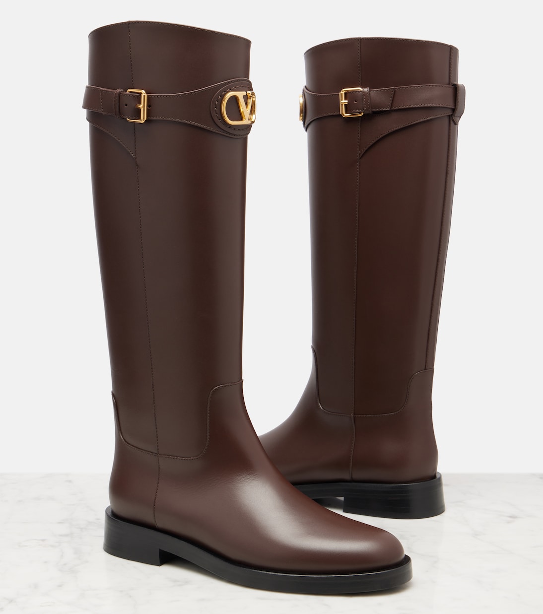 VLogo leather knee-high boots | Valentino Garavani