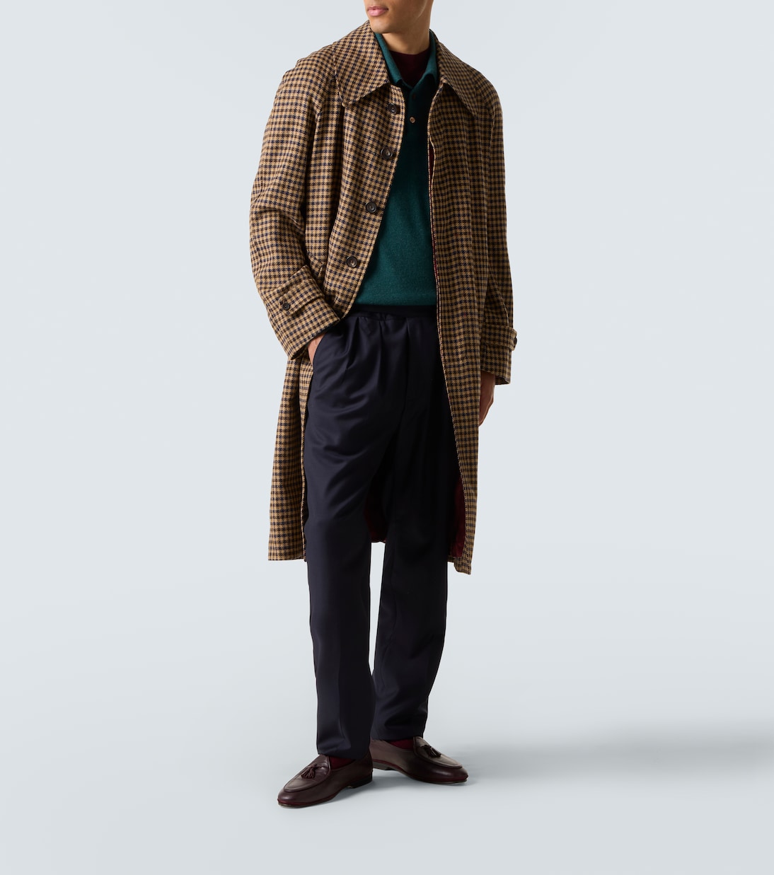 Houndstooth virgin wool coat | Rubinacci