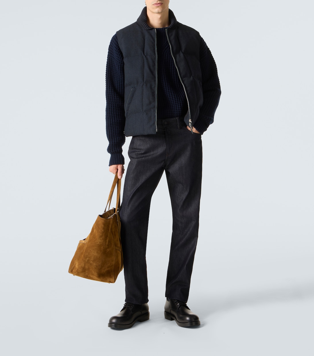Leather-trimmed quilted wool-blend vest | Berluti