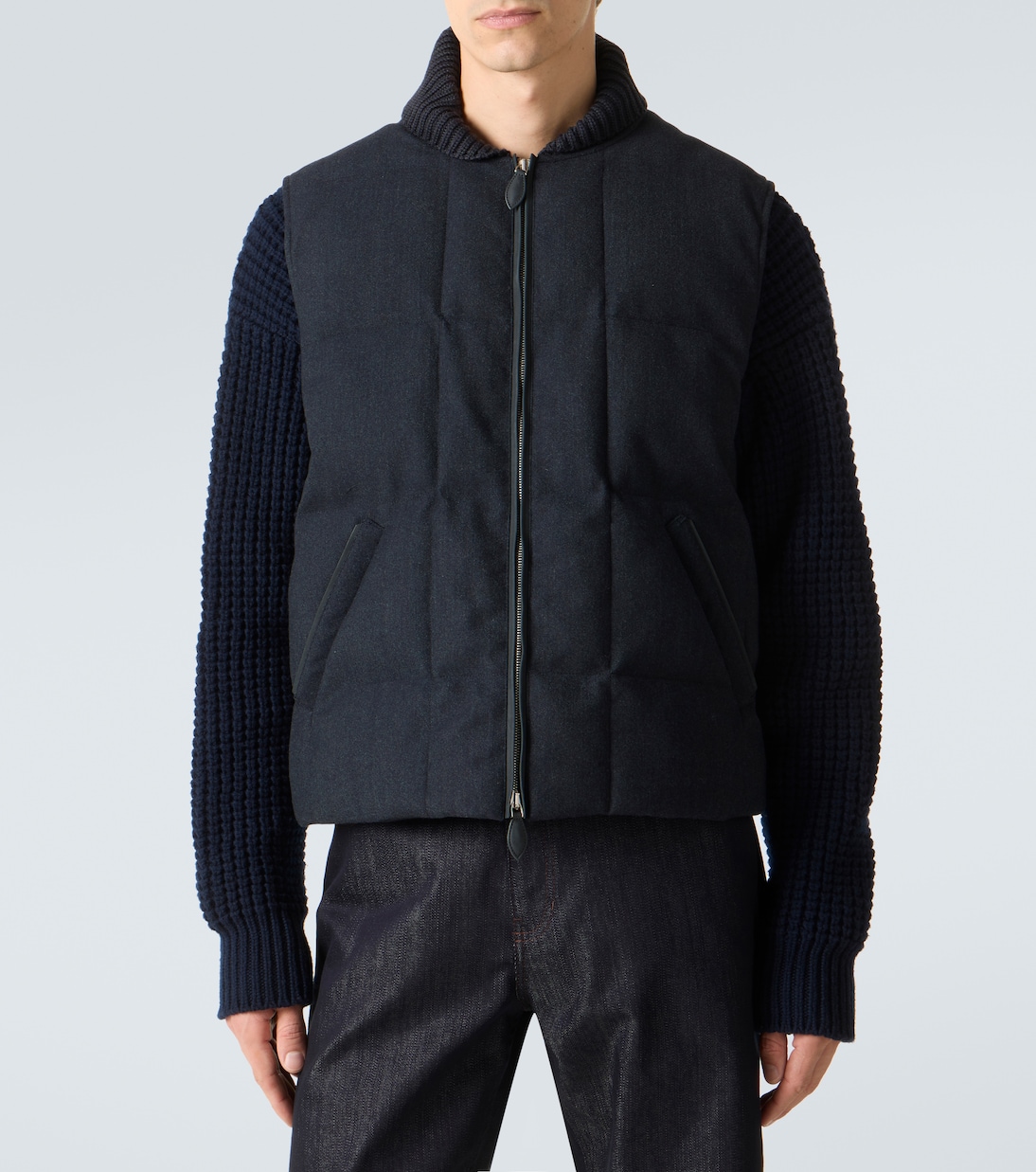 Leather-trimmed quilted wool-blend vest | Berluti