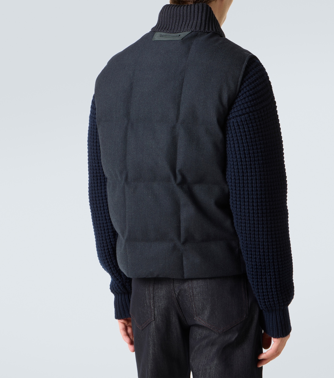 Leather-trimmed quilted wool-blend vest | Berluti