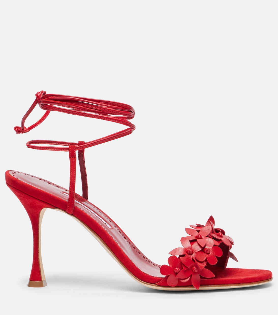 Anista floral-appliqué leather sandals | Manolo Blahnik
