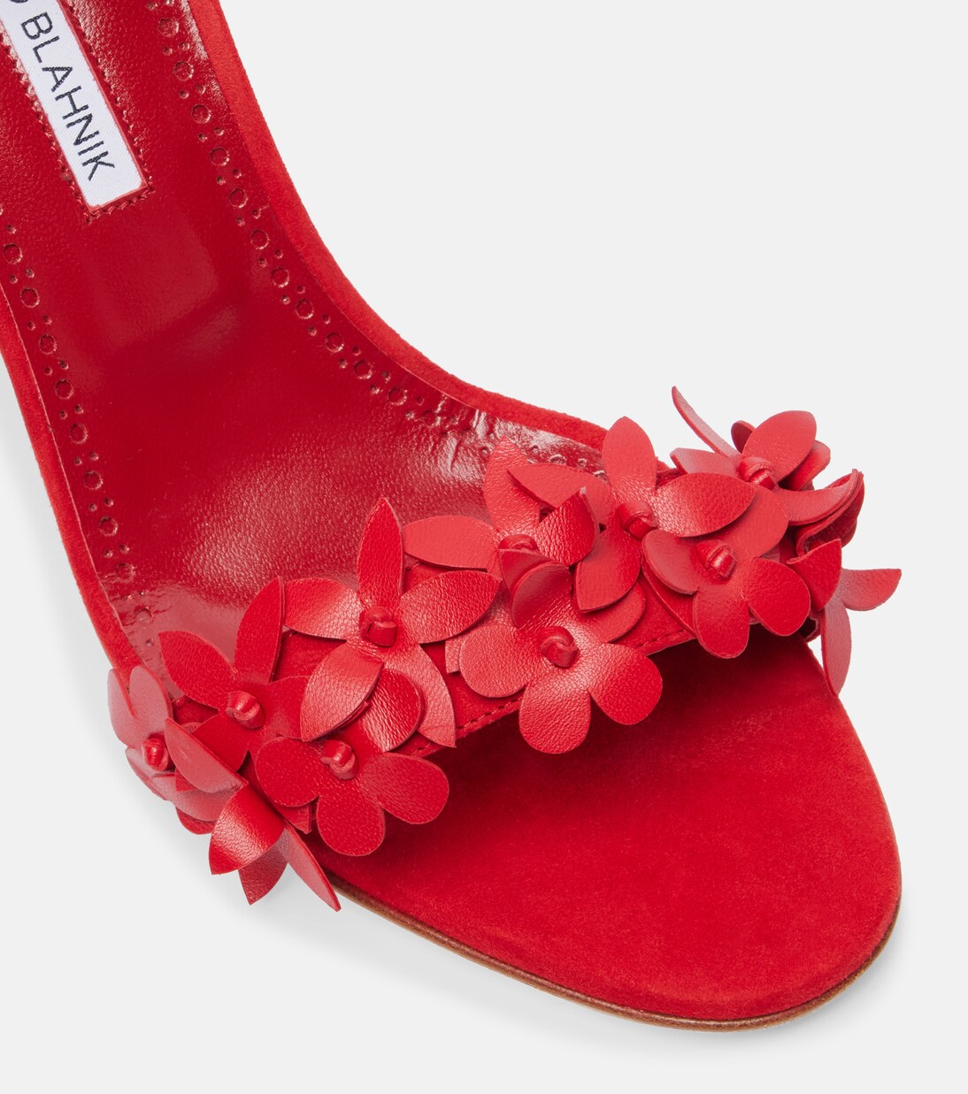 Anista floral-appliqué leather sandals | Manolo Blahnik