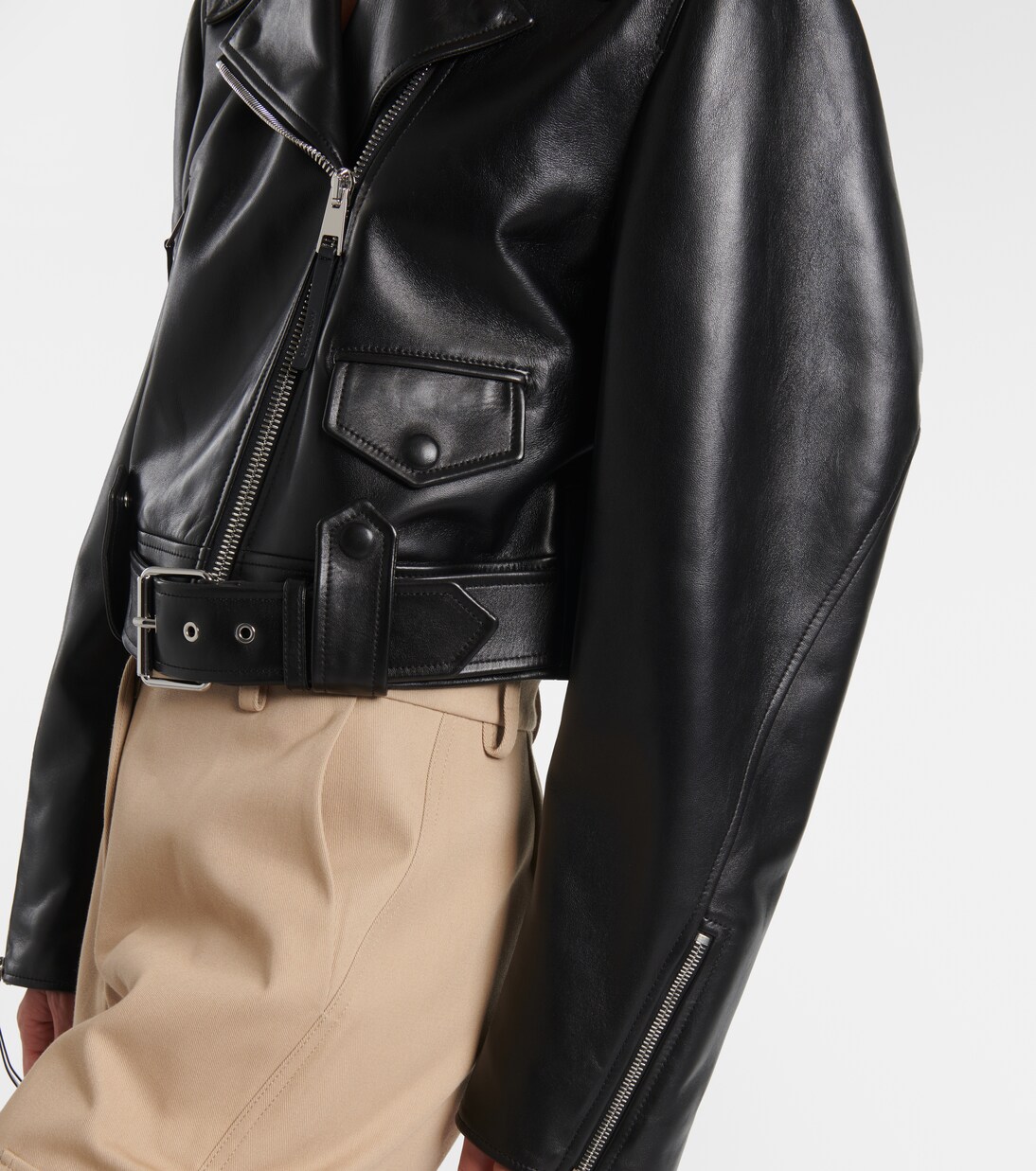 Cocoon cropped leather biker jacket | Givenchy