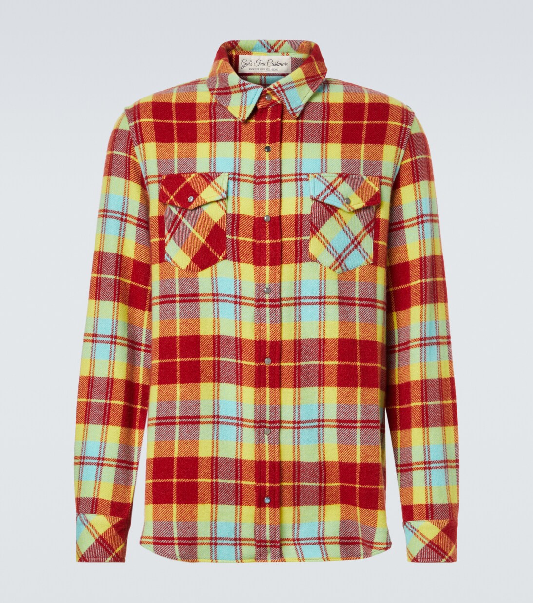 Plaid cashmere shirt with labradorite | God's True Cashmere