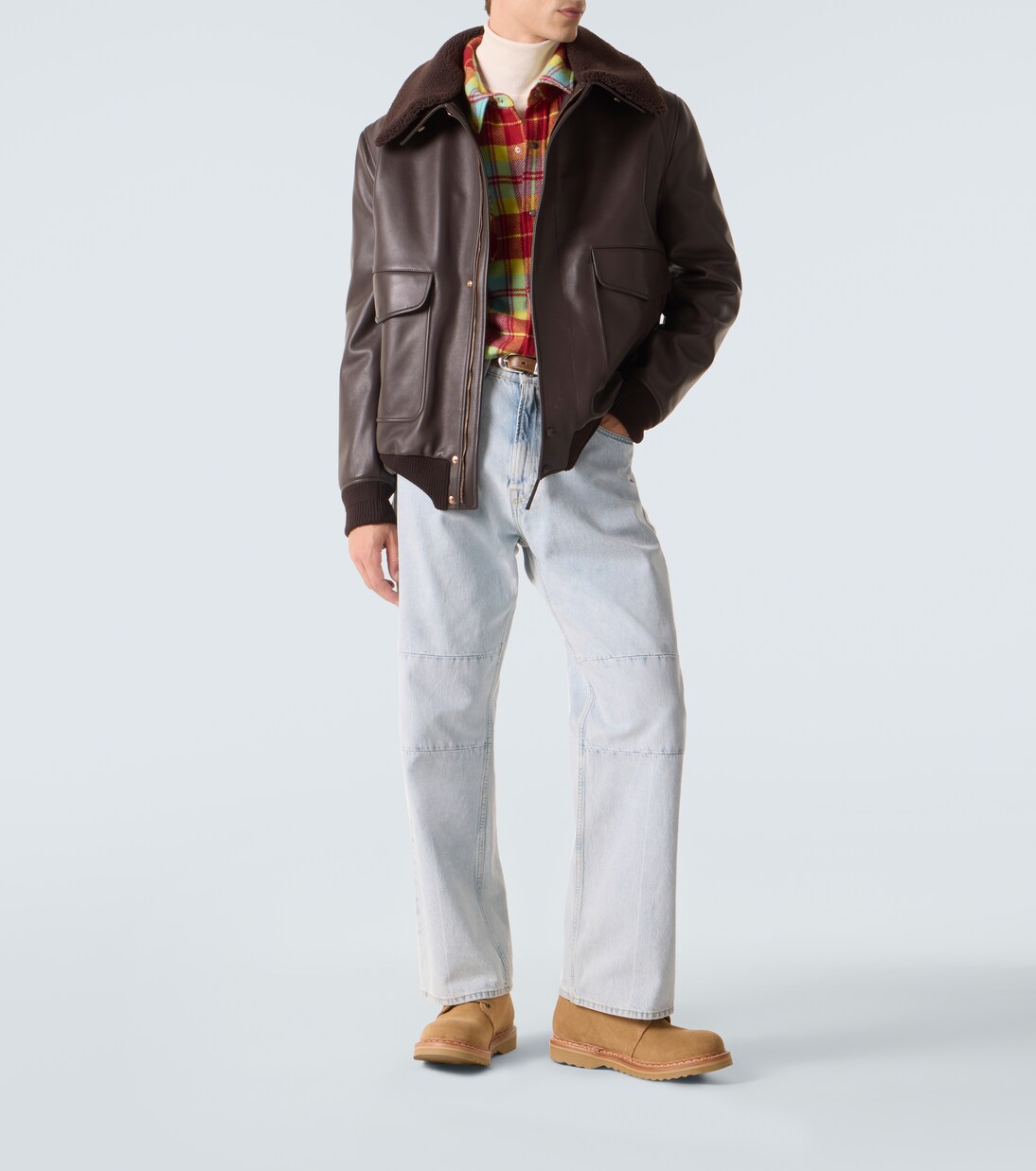 Plaid cashmere shirt with labradorite | God's True Cashmere