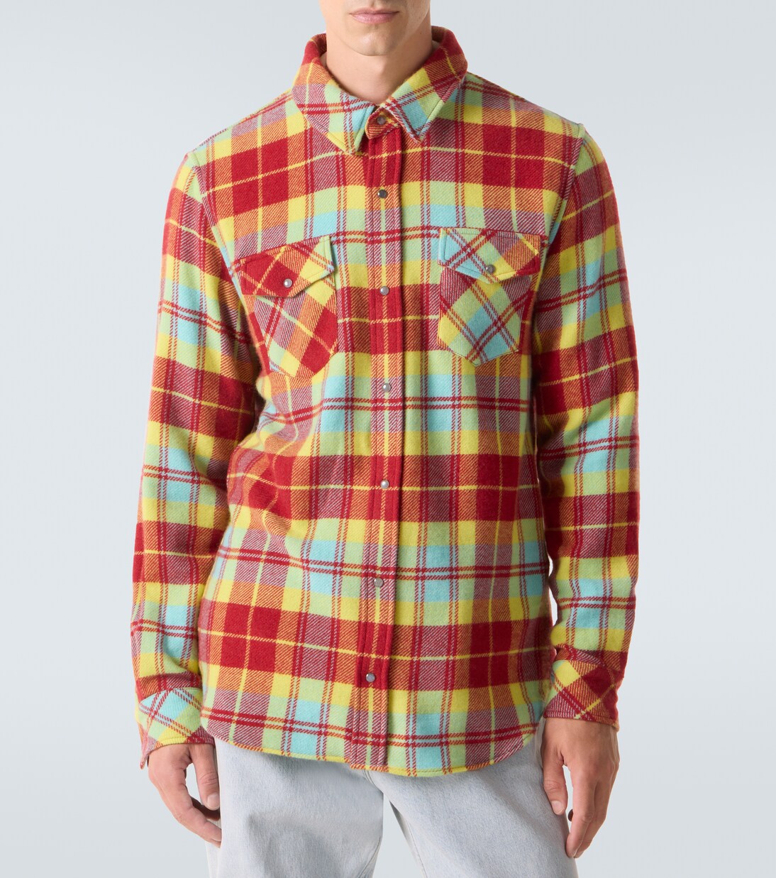 Plaid cashmere shirt with labradorite | God's True Cashmere