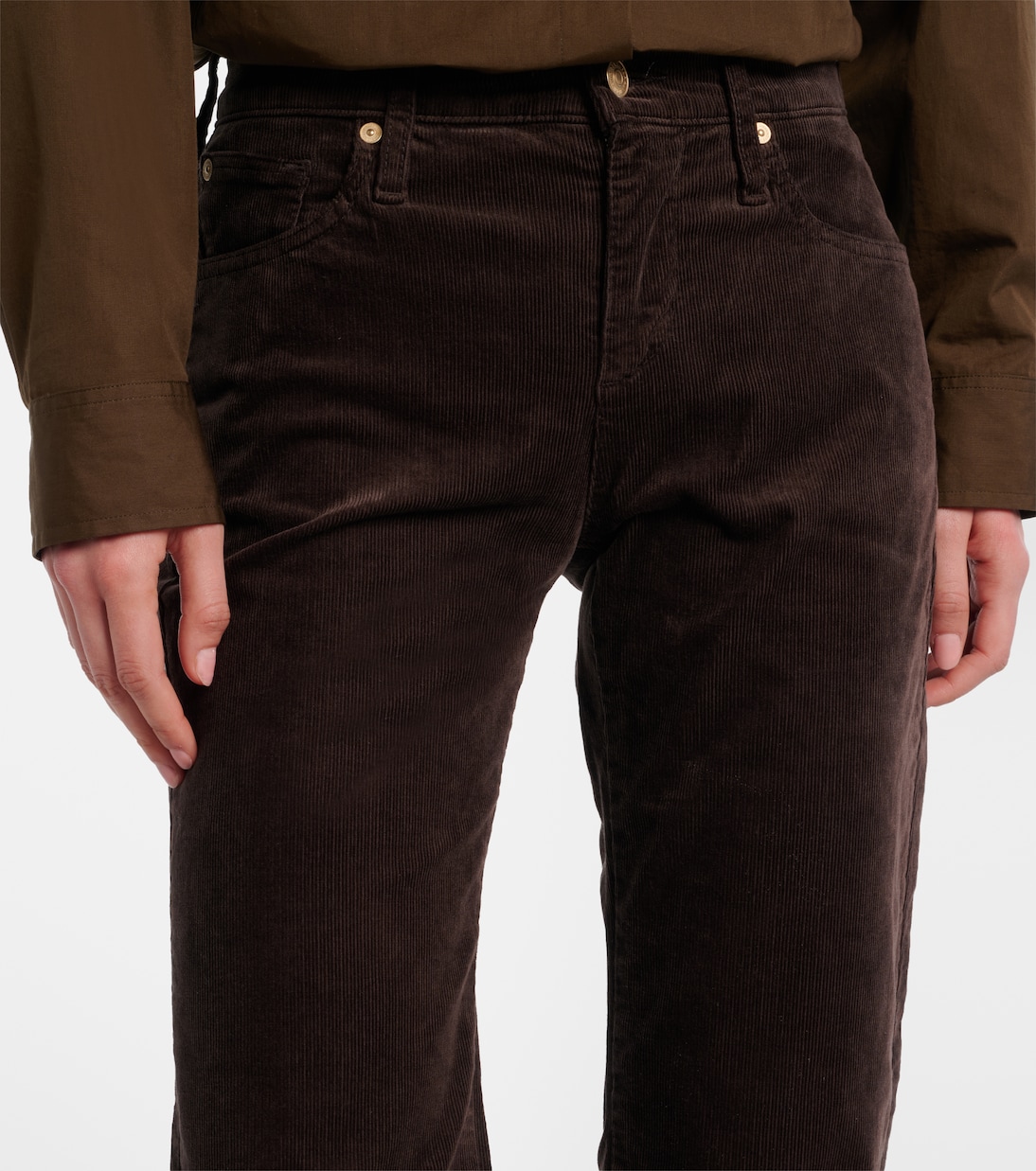 Calie Straight cotton-blend cordury flared pants | 7 For All Mankind