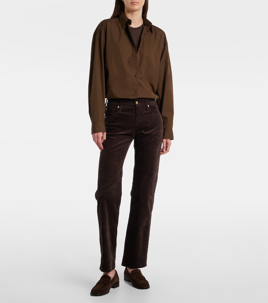 Calie Straight cotton-blend cordury flared pants | 7 For All Mankind