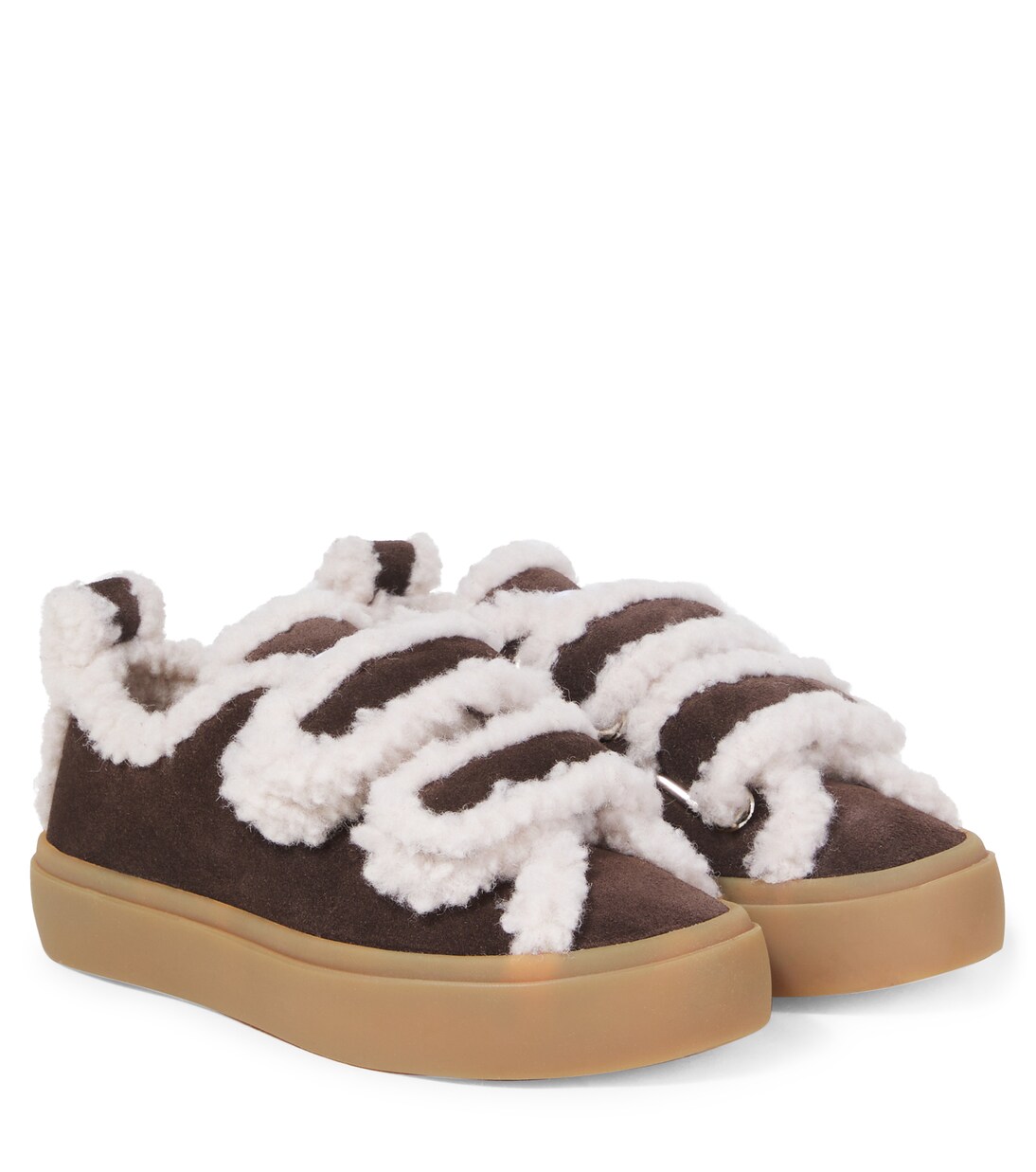 Shearling-trimmed suede sneakers | Inuikii Kids