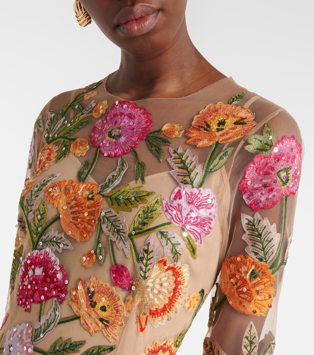 Embroidered floral tulle gown | Carolina Herrera