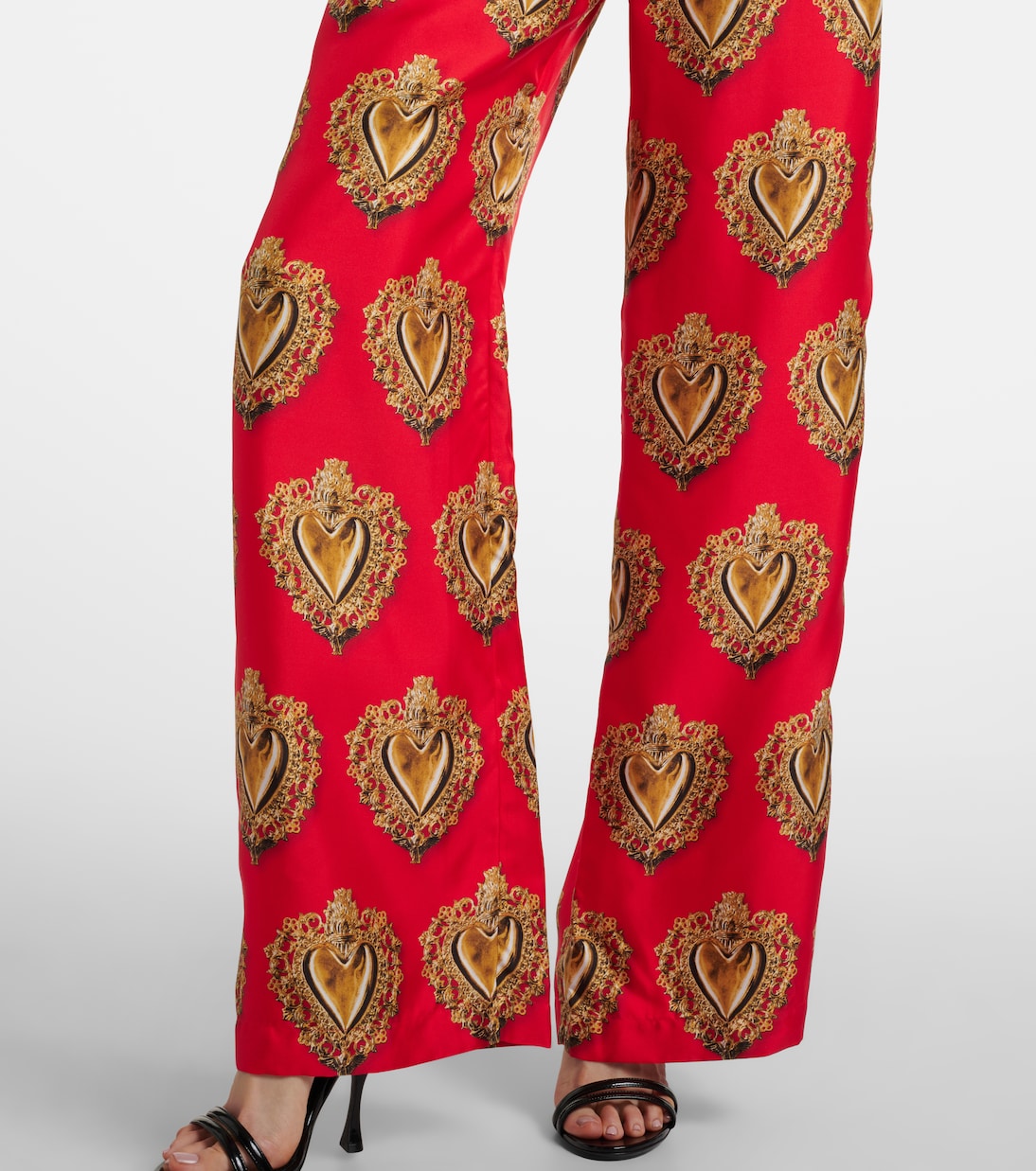 Pantalon palazzo imprimé à taille haute en soie | Dolce&Gabbana