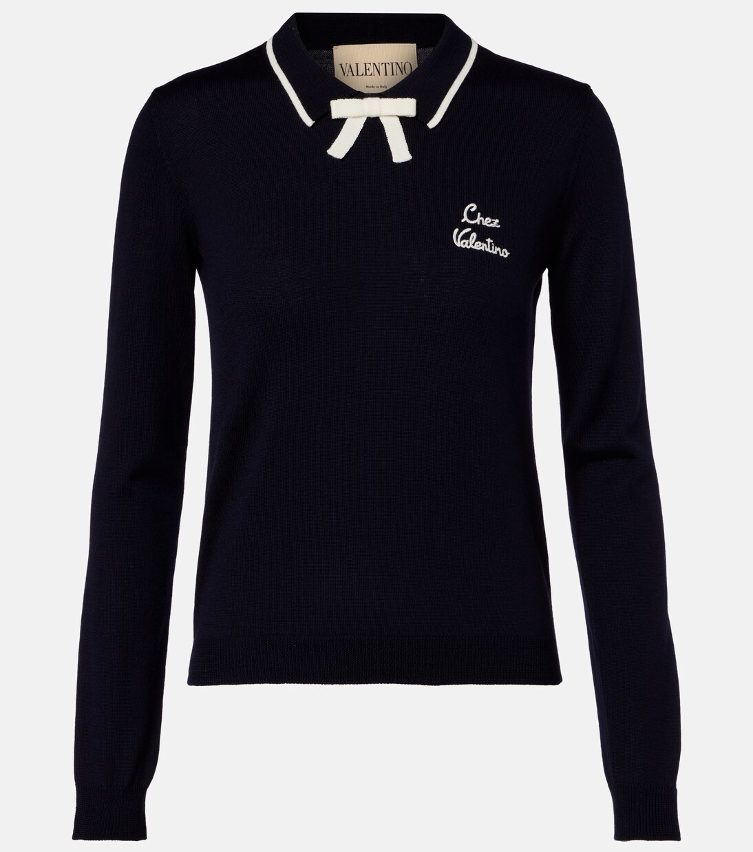 Chez Valentino virgin wool polo sweater | Valentino