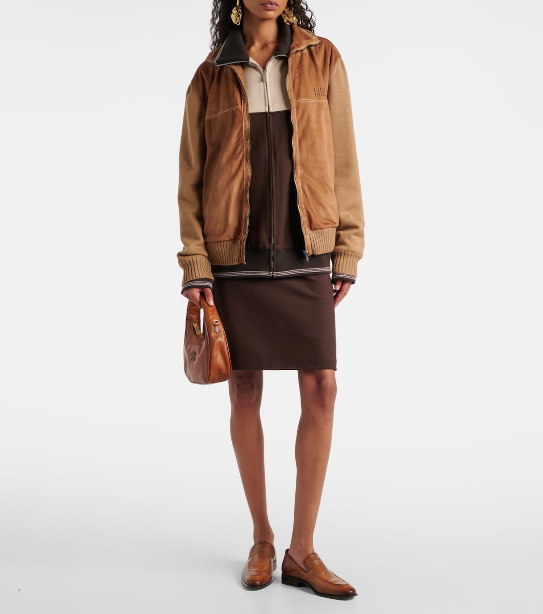 Jacke mit Velourlsleder | Miu Miu