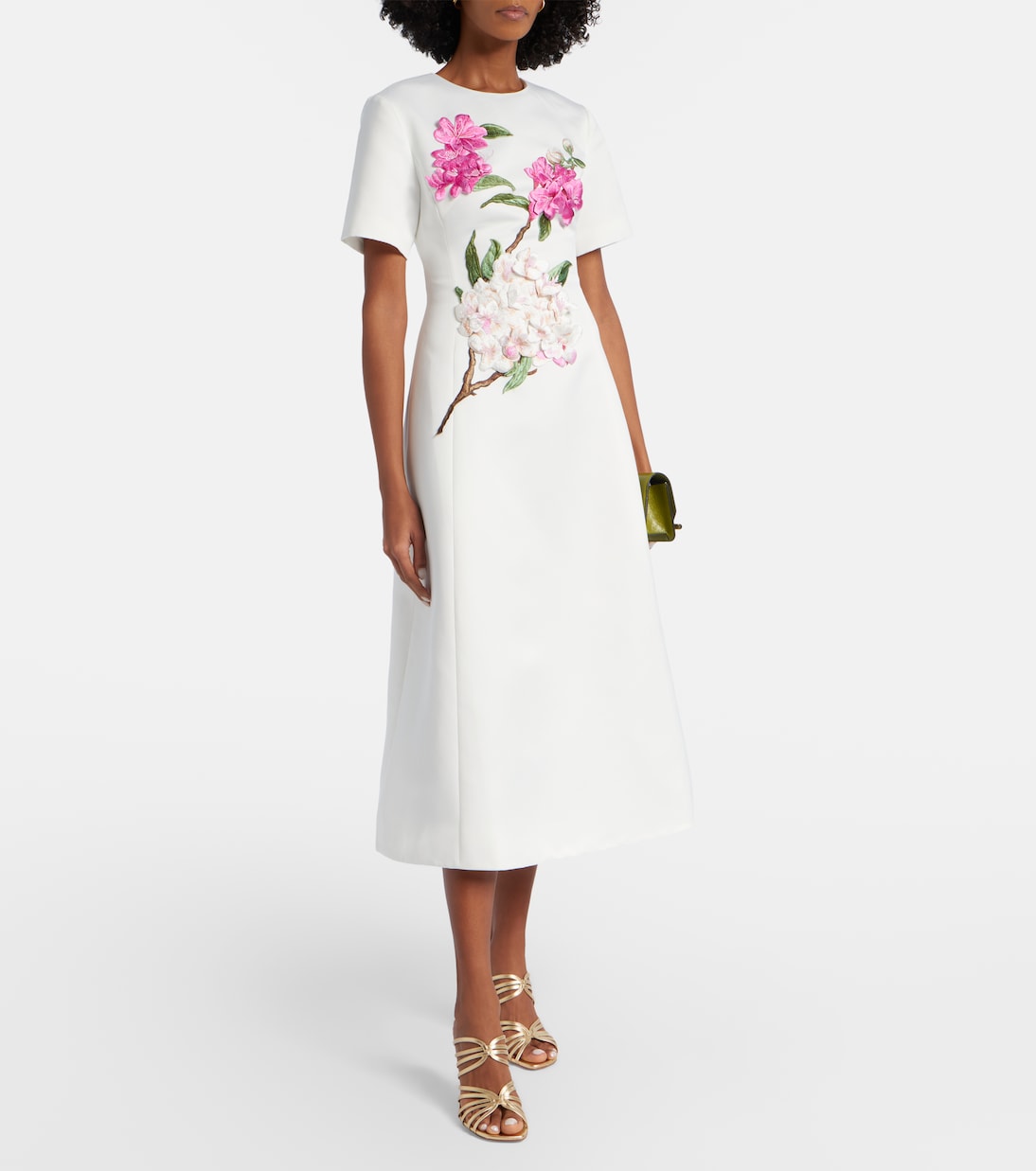 Caroline floral-appliqué midi dress | Leo Lin