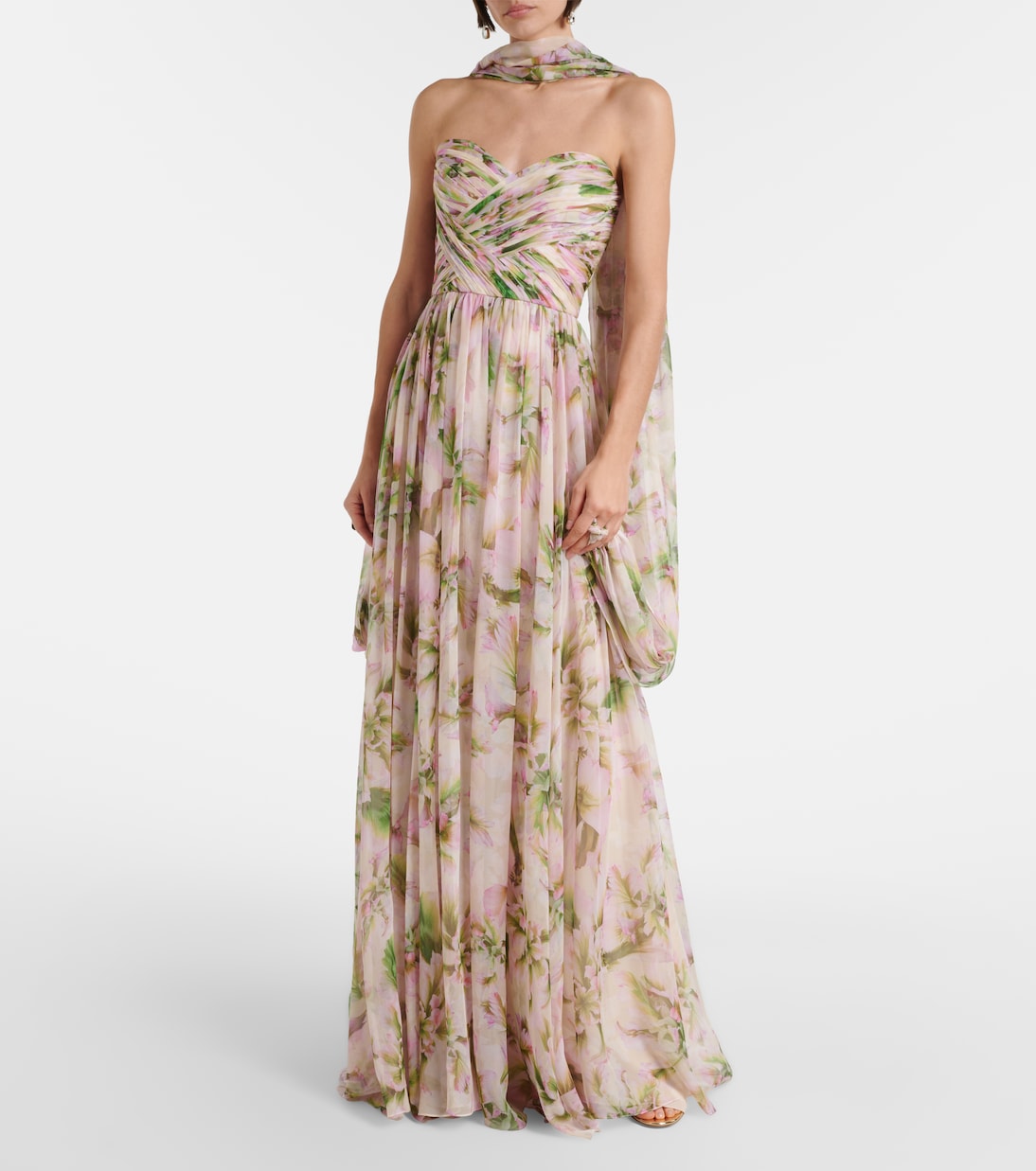 Floral silk chiffon gown | Monique Lhuillier